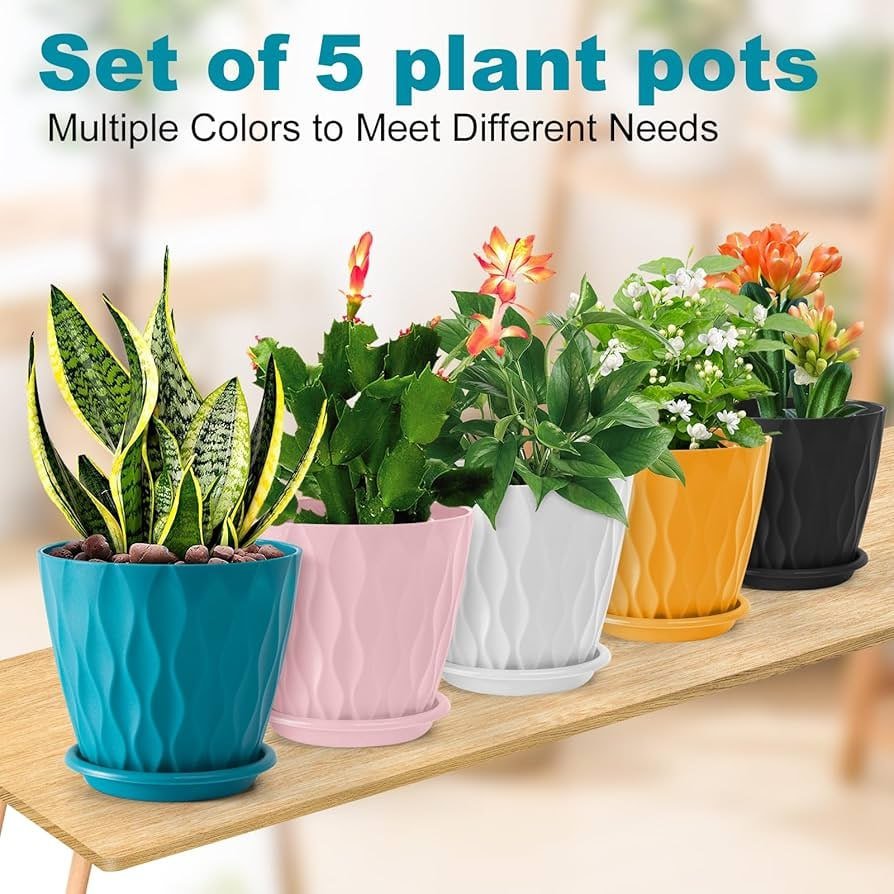 5 pcs set Leawall Elegant Wave Design pot