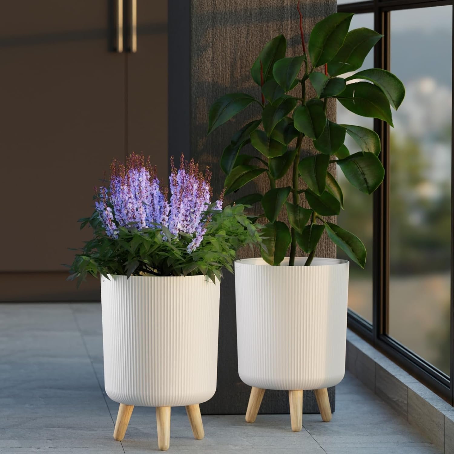 2 PCS Modern Flower Pot with Plastic
