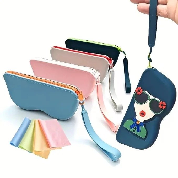 Cute Silicone Sunglass Case With Zipper Cover