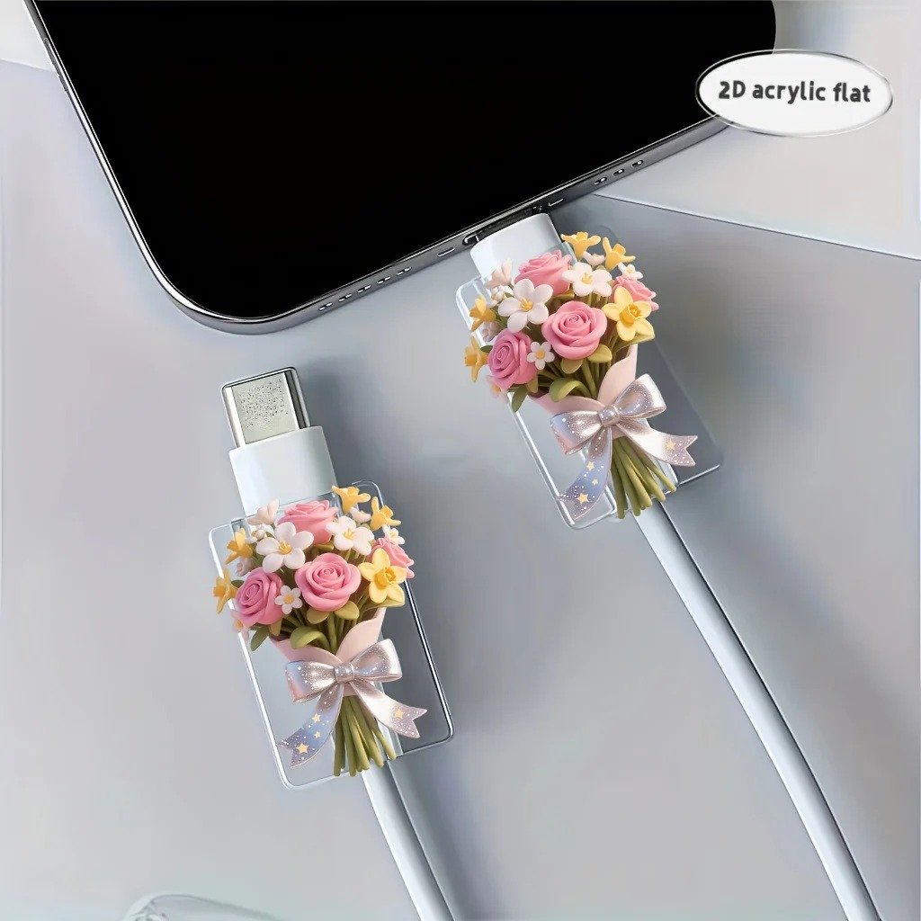 3D Flower  Charging Cable Protector