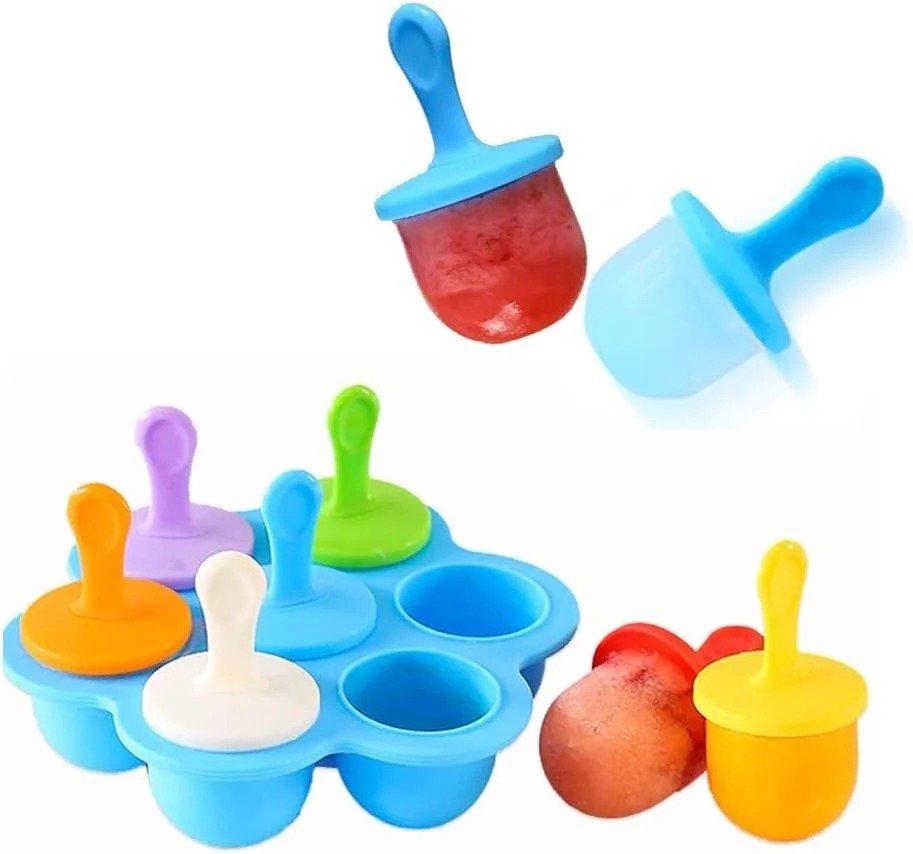 7 CELL SILICONE ICE LOLLY POPSICLE MOULD