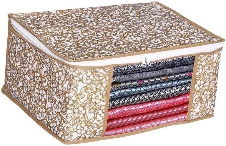 Non-Woven Saree Storage Bag BROWN FLOWER